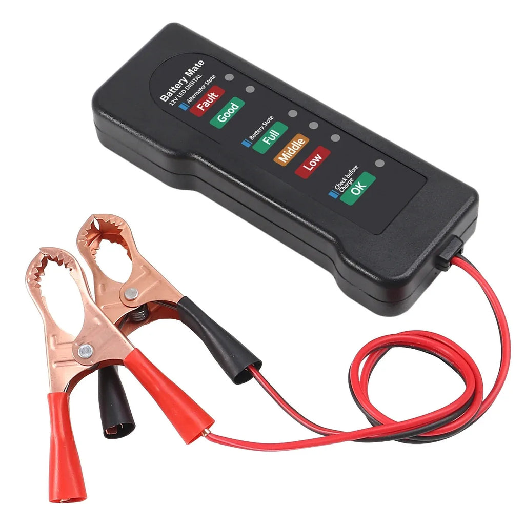 Battery Tester Automobile Motorcycle Battery Car Battery Testers ABS Red Yellow Green Display 12V Battery Level