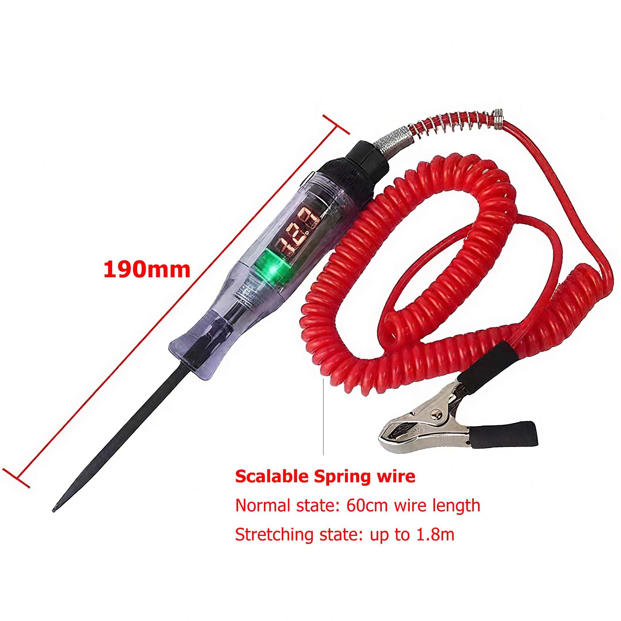 Auto Truck Voltage Circuit Tester 6V 12V 24V DC Digital Display Long Probe Pen Light Bulb Automobile Diagnostic Tool Auto Repair