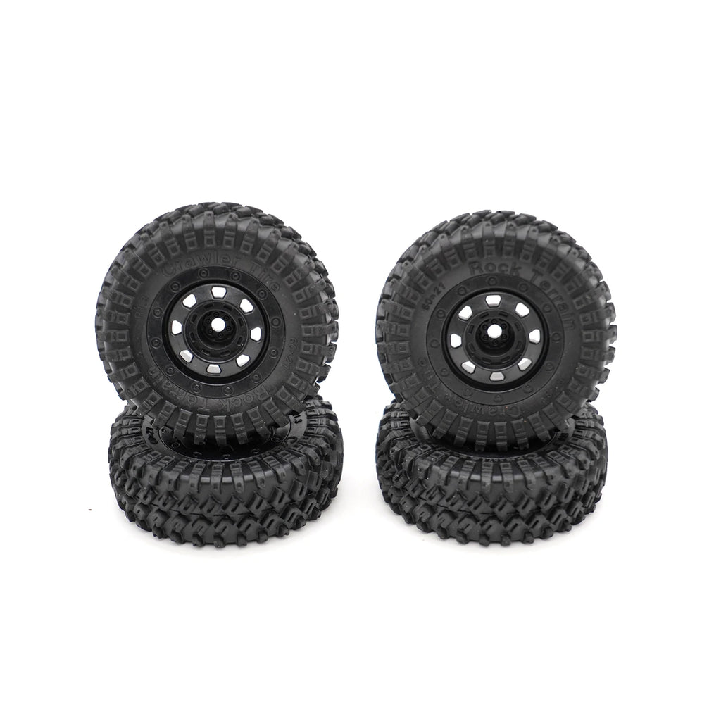 1/18 RC Crawler TRX4M Parts 4PCS 1.3inch Beadlock Wheel Rubber Tyres 60*21mm Front Rear Tires 7mm HEX for RC Car Upgrade Parts
