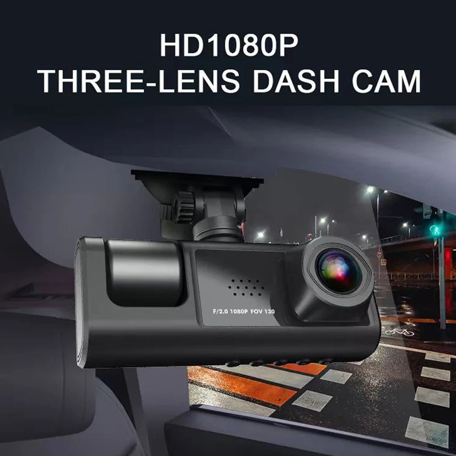 3 Cameras Dash Cam Multi-Language Clear Car Rearview Mirror Car Video Recording Camcorder Wide Angle Car Camera Recorder WIFI