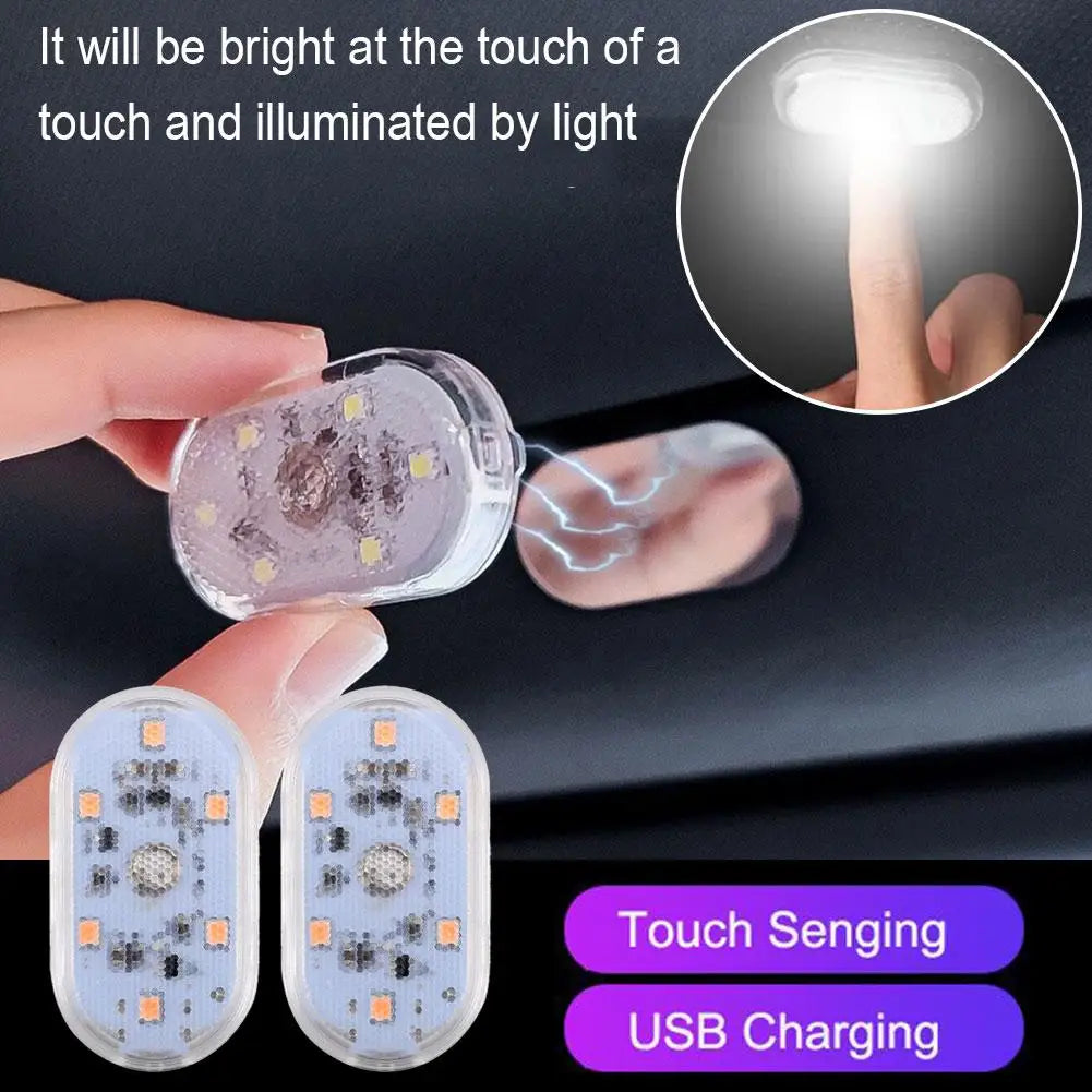 Car LED Touch Lights USB Sensor Rechargeable Reading Light Auto Door Light Roof Ceiling Lamp Car Interior Atmosphere Lamp