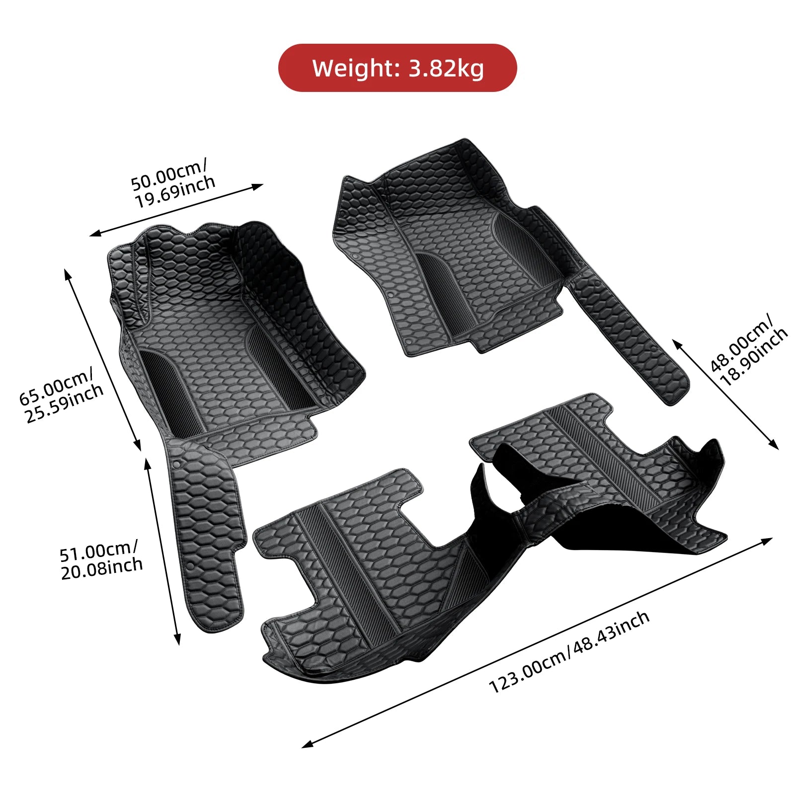 Black Car Floor Mats Full Set Leather with Black Stitching for Ford Mustang 2010-2014 Waterproof Anti-Slip Interior Accessories