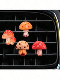 4pcs Car Interior Accessories With Cute Mushroom Decorations On The Air Vents Add Vitality To The Car Interior
