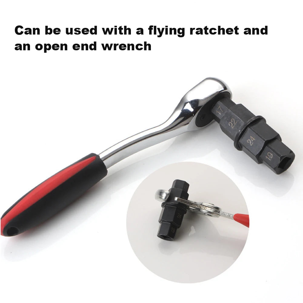 Professional 4-In-1 Durable 3/8 inch Antirust Versatile Multifunction Multi Purpose Motorcycles Hex Axle Tool 17 19 22 24mm