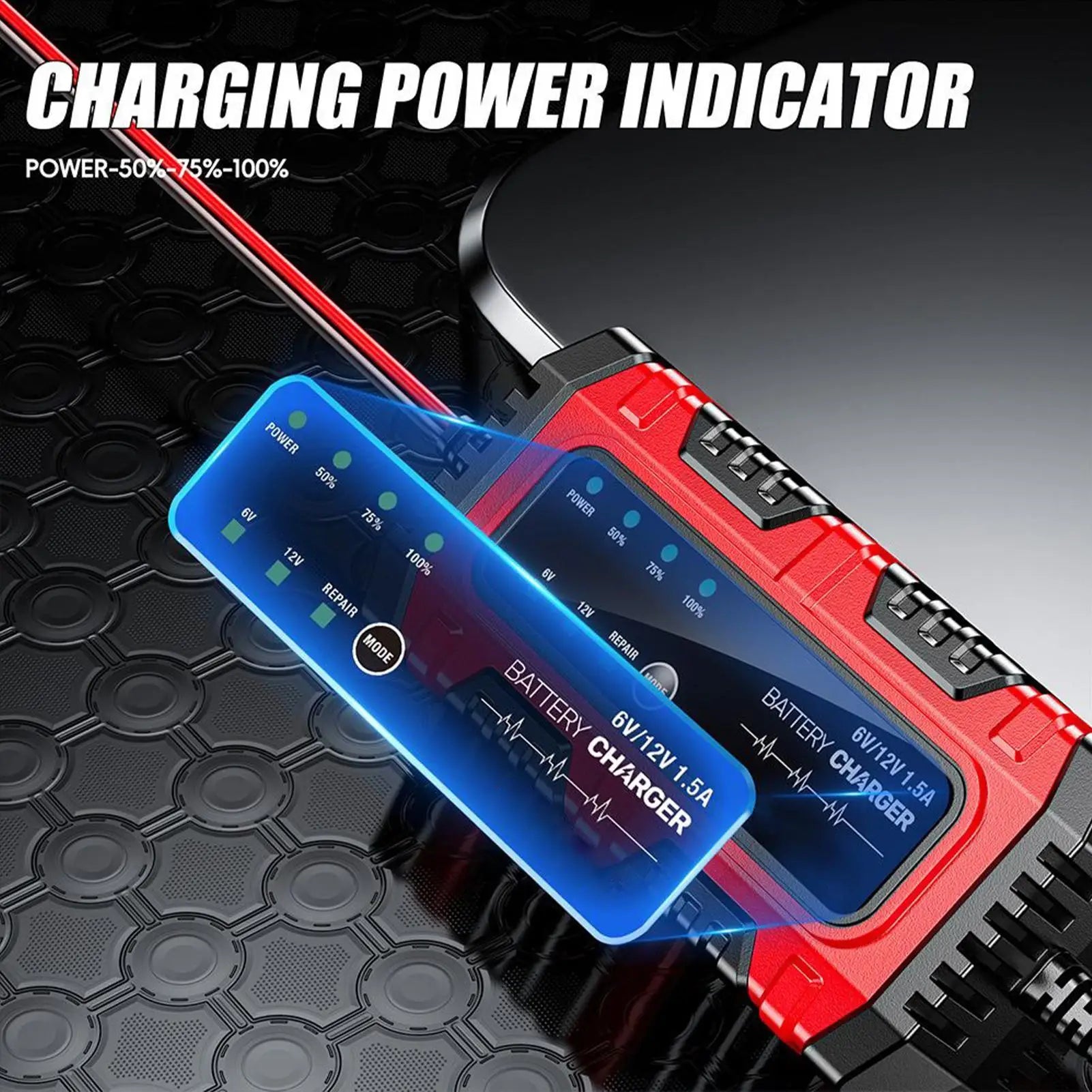 Motorcycle Charger for Battery 6V/12V Auto Charging Maintainer Trickle Charger for Car Battery for Boat RV Truck Lawn Mower Golf