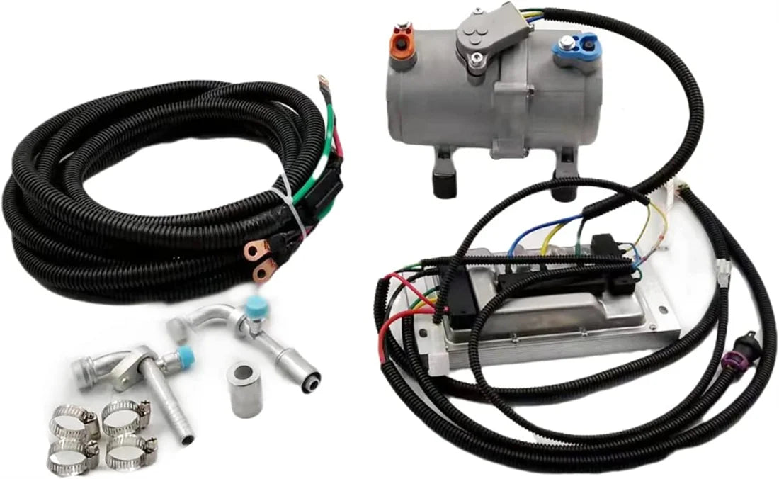 12V 24V Car Electric Air Conditioner A/C air Conditioning Compressor Set & Control Panel for Truck Bus Automotive Boat Tractor