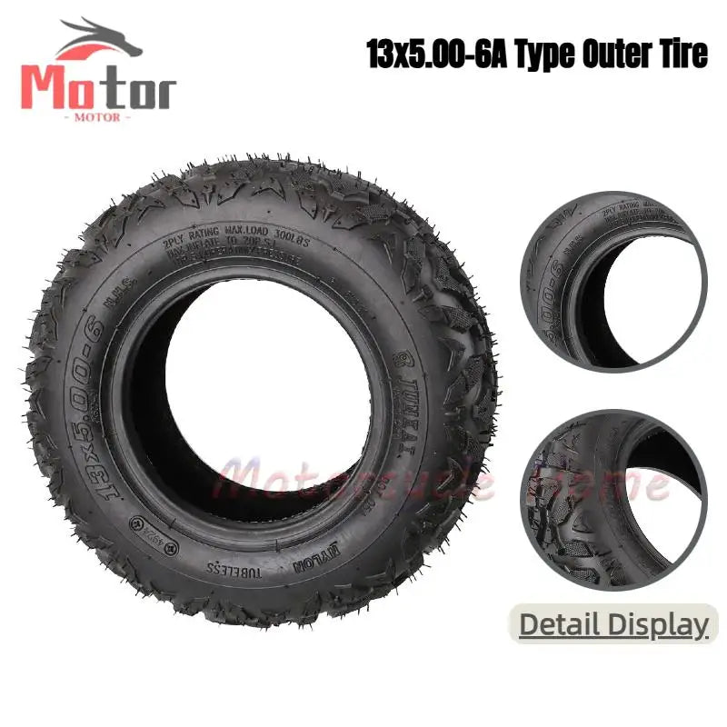 Neumático sin cámara de 13 x 5,00-6 pulgadas para ATV, cuatrimoto, karts, scooter, minimoto, cortacésped, motocicleta