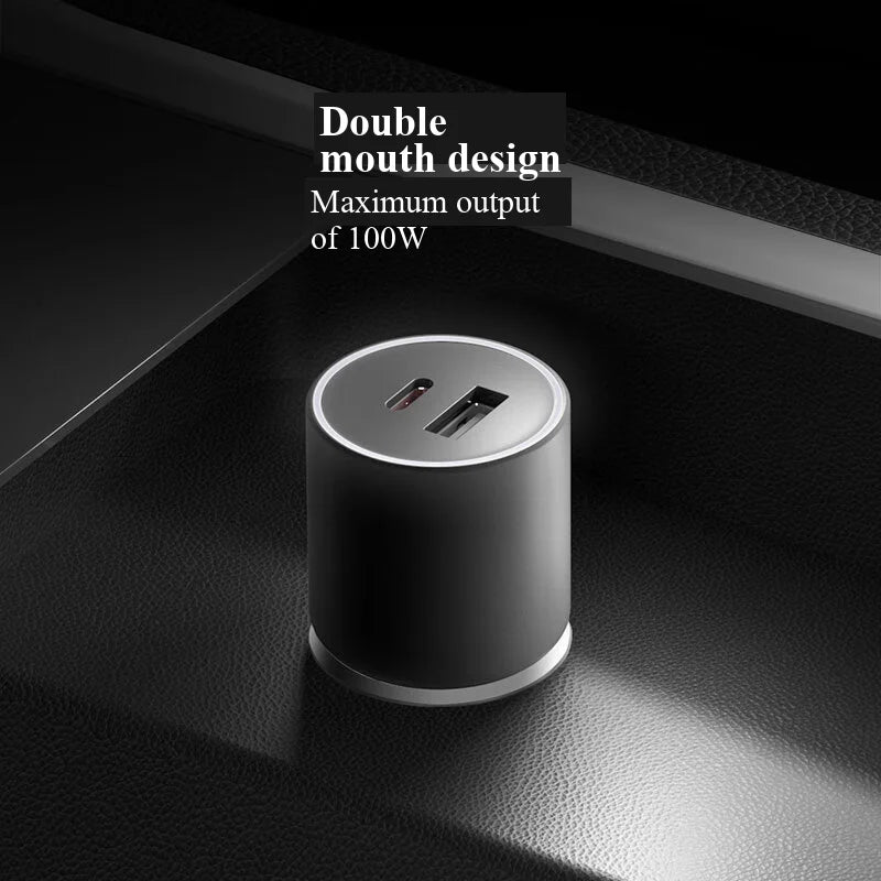 XIAOMI Car Charger 100w Fast Load Car Charger 100w Max 1a1c Fast Charging Dual-Port Usb-A Usb-C Smart Device Fully With Light