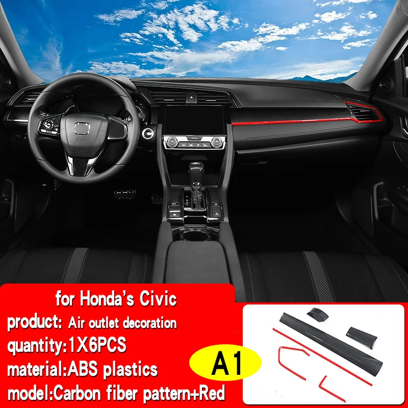 Suitable for 10th generation Honda Civic 2016-2021 car interior decoration center console air outlet gear decoration accessories