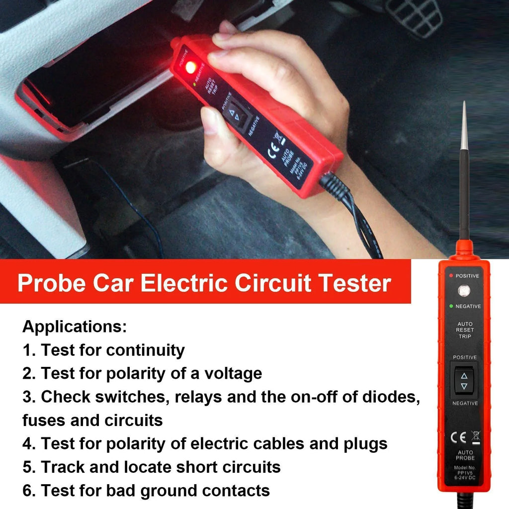 Probador de circuitos de coche EM285, sistema eléctrico, accesorios automotrices, herramienta de diagnóstico, sonda de prueba de voltaje de potencia multifunción.