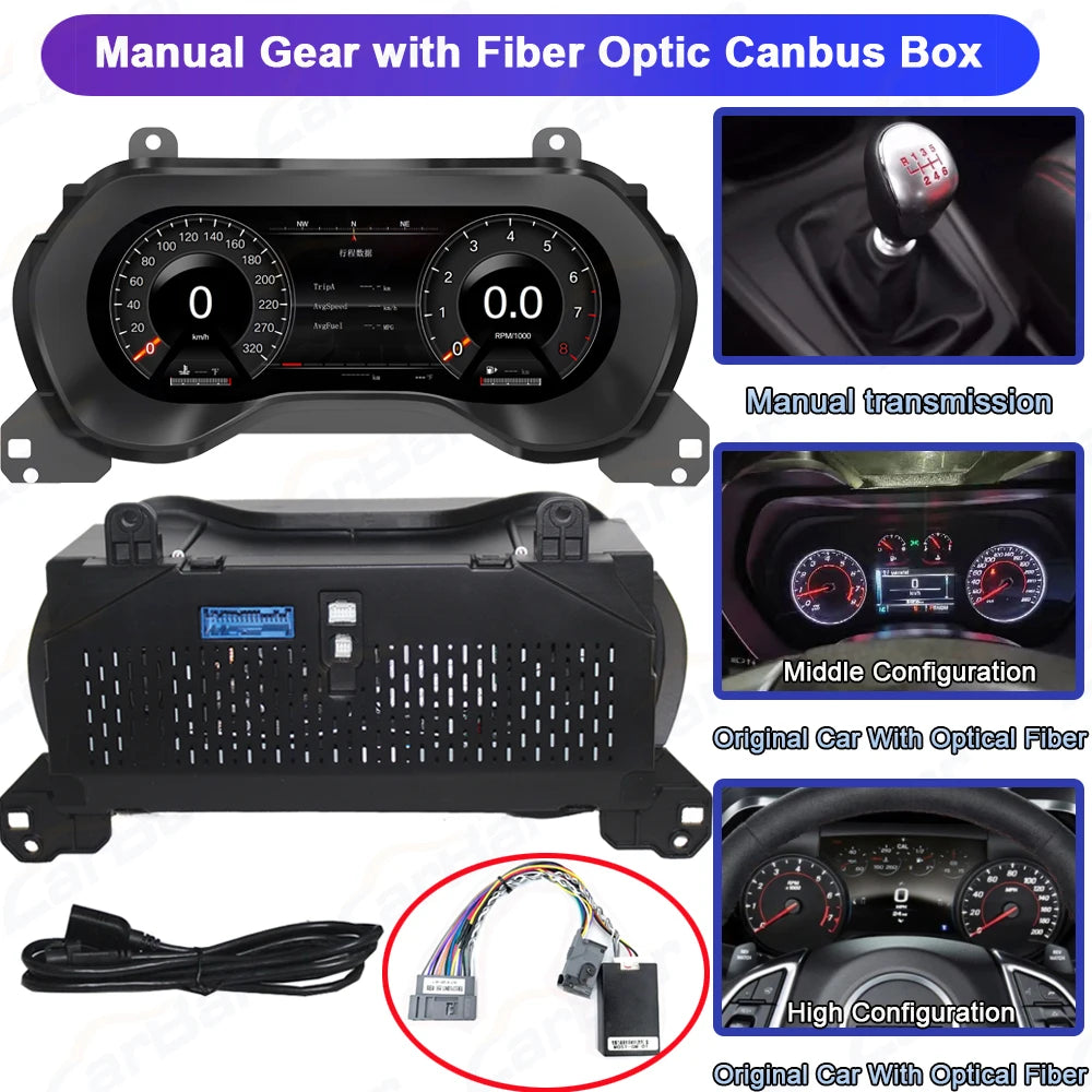 12.3" LCD Dashboard Screen For Chevrolet Camaro 2015-2023 6th Generation Car Digital Instrument Cluster