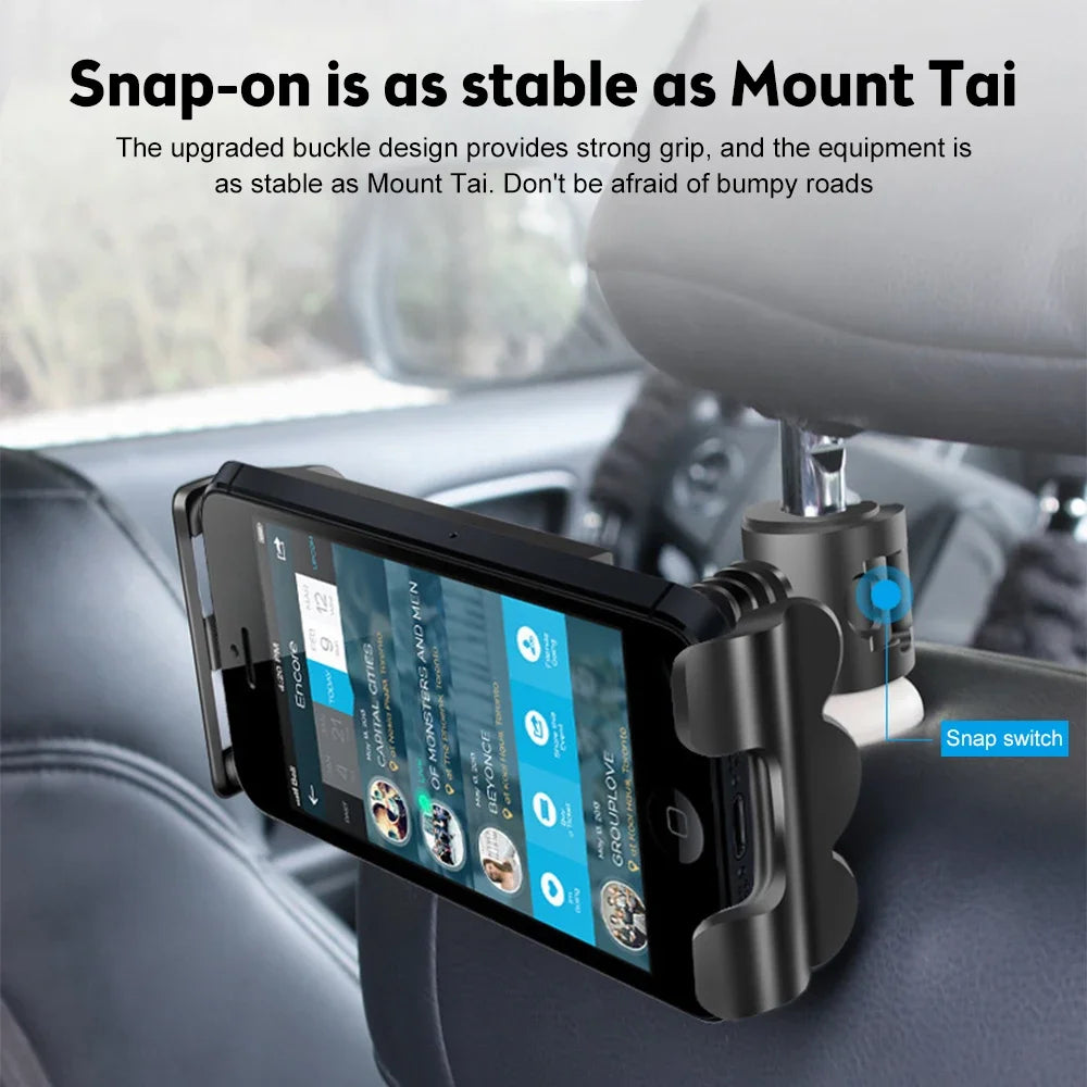Car Tablet Holder for Headrest Adjustable Car Seat Back iPad Mount Mobile Cell Phone Stand Clip Auto Road Trip Accessory Kids