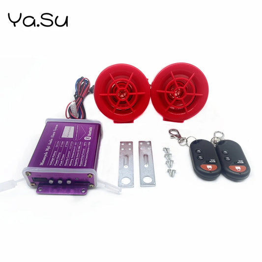 Motorcycle Car Audio Speakers Remote Sound System FM Radio USB SD Speaker Alarm Systems Anti-theft Motorbike MP3 Audio