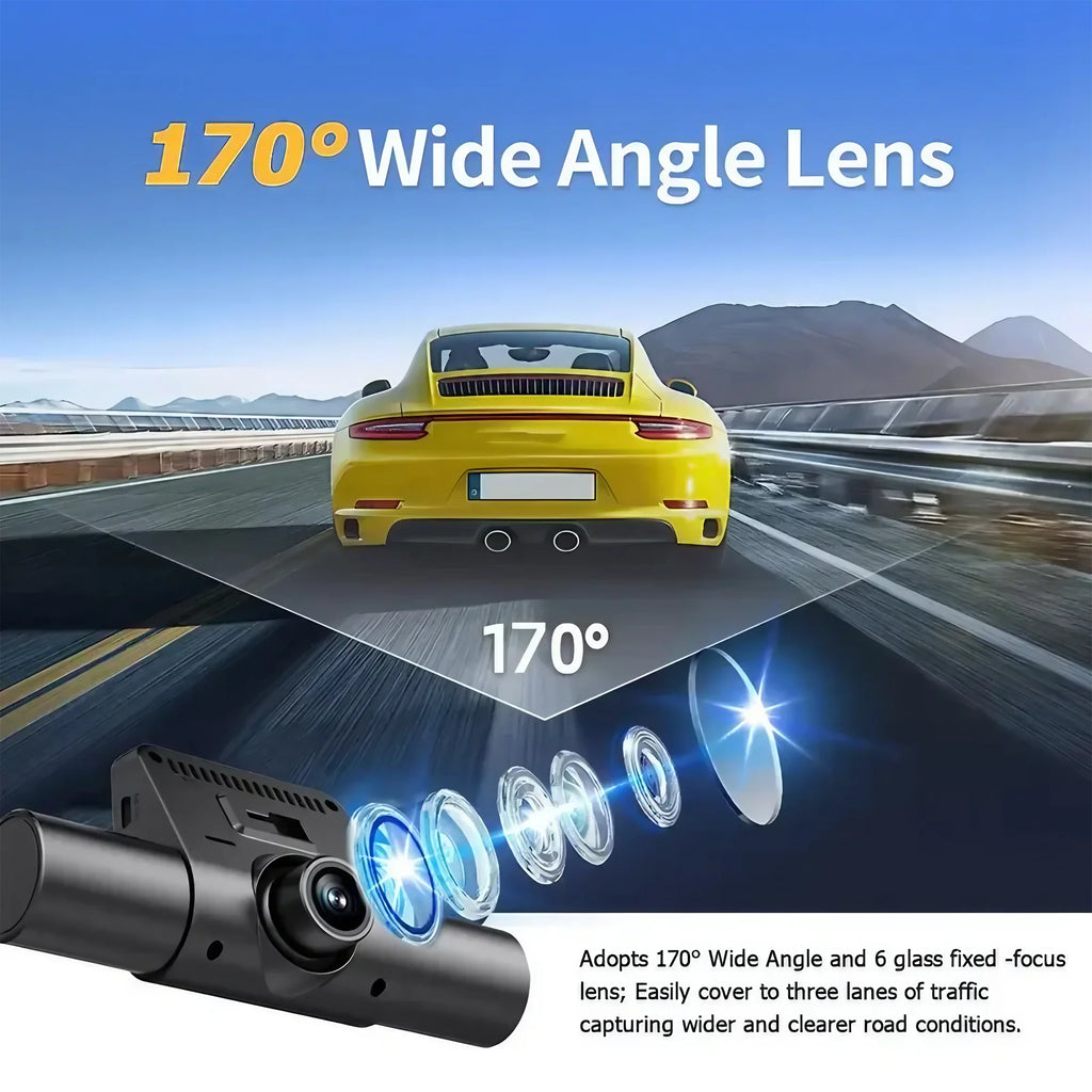 4 Lens Dash Cam 1080P Full HD Car DVR Wide Angle Dashboard Camera Loop Recording IPS Screen Night Vision Parking Mode G Sensor
