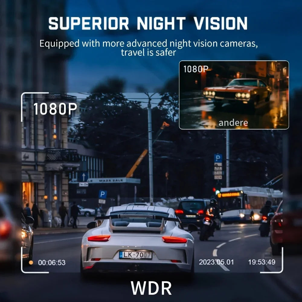 Car Dash Cam 4 Channel Driving Camera with WiFi GPS 1080P Front Left Right Rear Night Vision Loop Recording 24H Parking Monitor