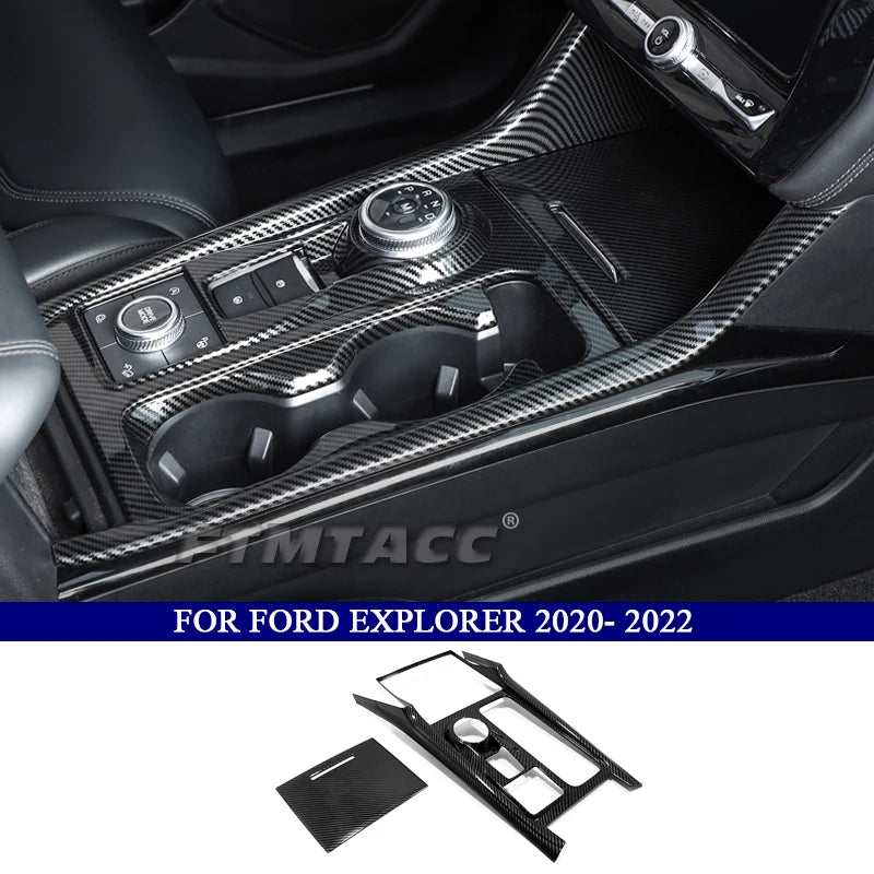 Car Accessories for Ford Explorer 2020 2021 2022 2023 ABS Carbon Fiber Interior Kit  Dashboard Console Decoration Cover Trim