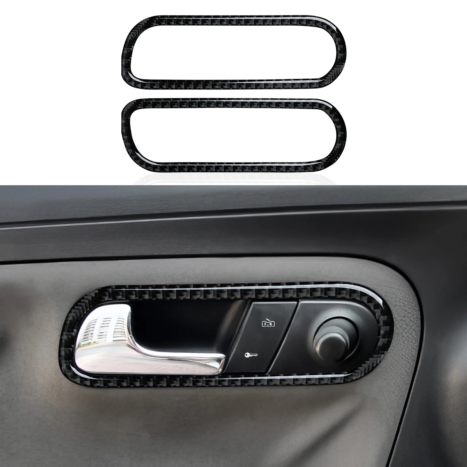 For SEAT Cordoba Ibiza 6L (2002-2009) Trim Accessories. Carbon Fiber Interior Sticker. Car Inner Door Bowl Panel.