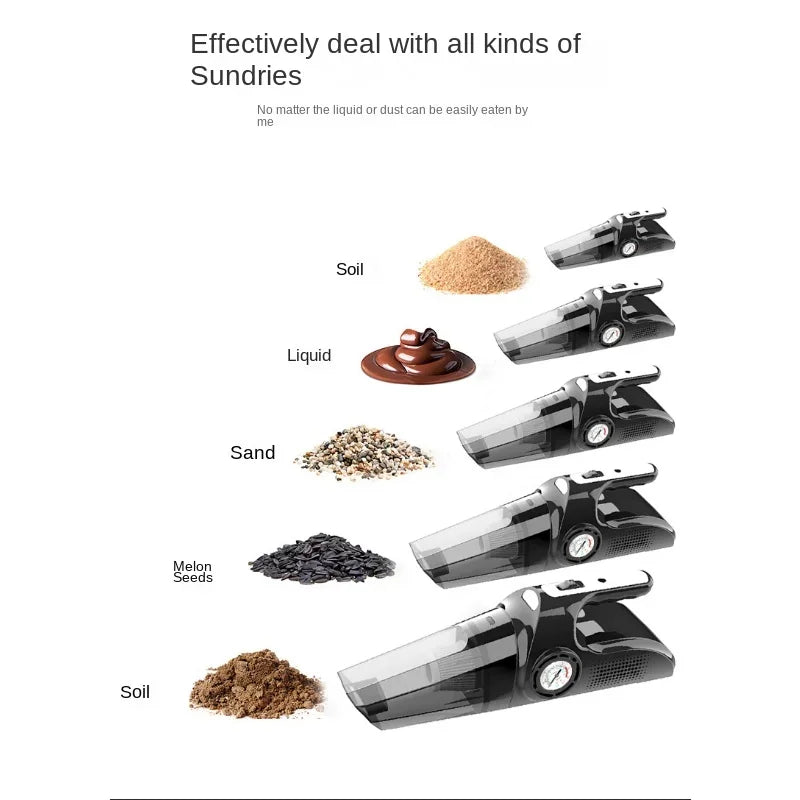 5000PA Wireless Car Vacuum Cleaner Handheld Auto Vacuum Home Car Dual Use Mini Vacuum Cleaner Inflatable Lighting Multifunction