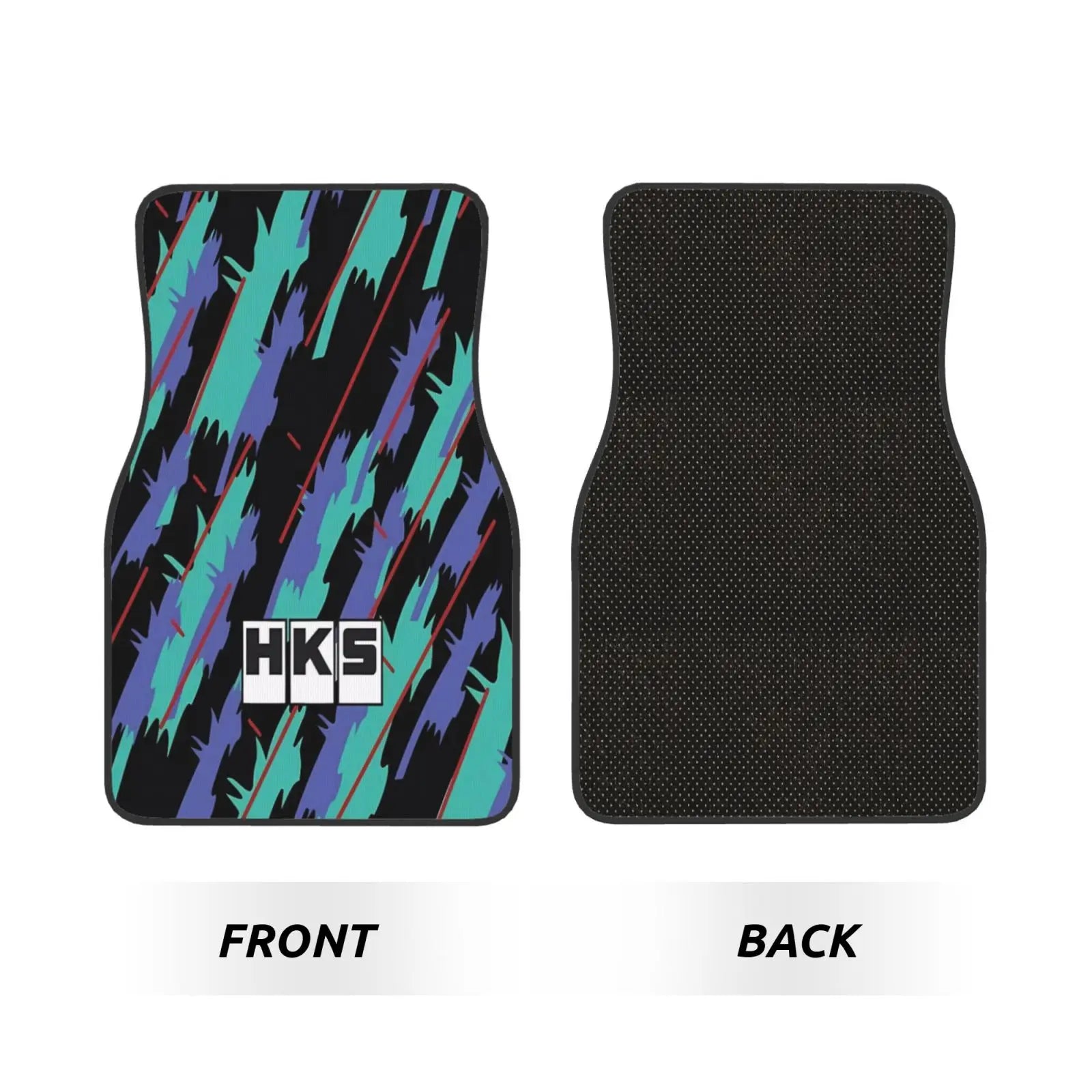Fashion HKS Retro Pattern Car Floor Mats Durable Car Carpet Mat Set of 4pcs with Anti-Slip Backing Fit for SUV Trucks
