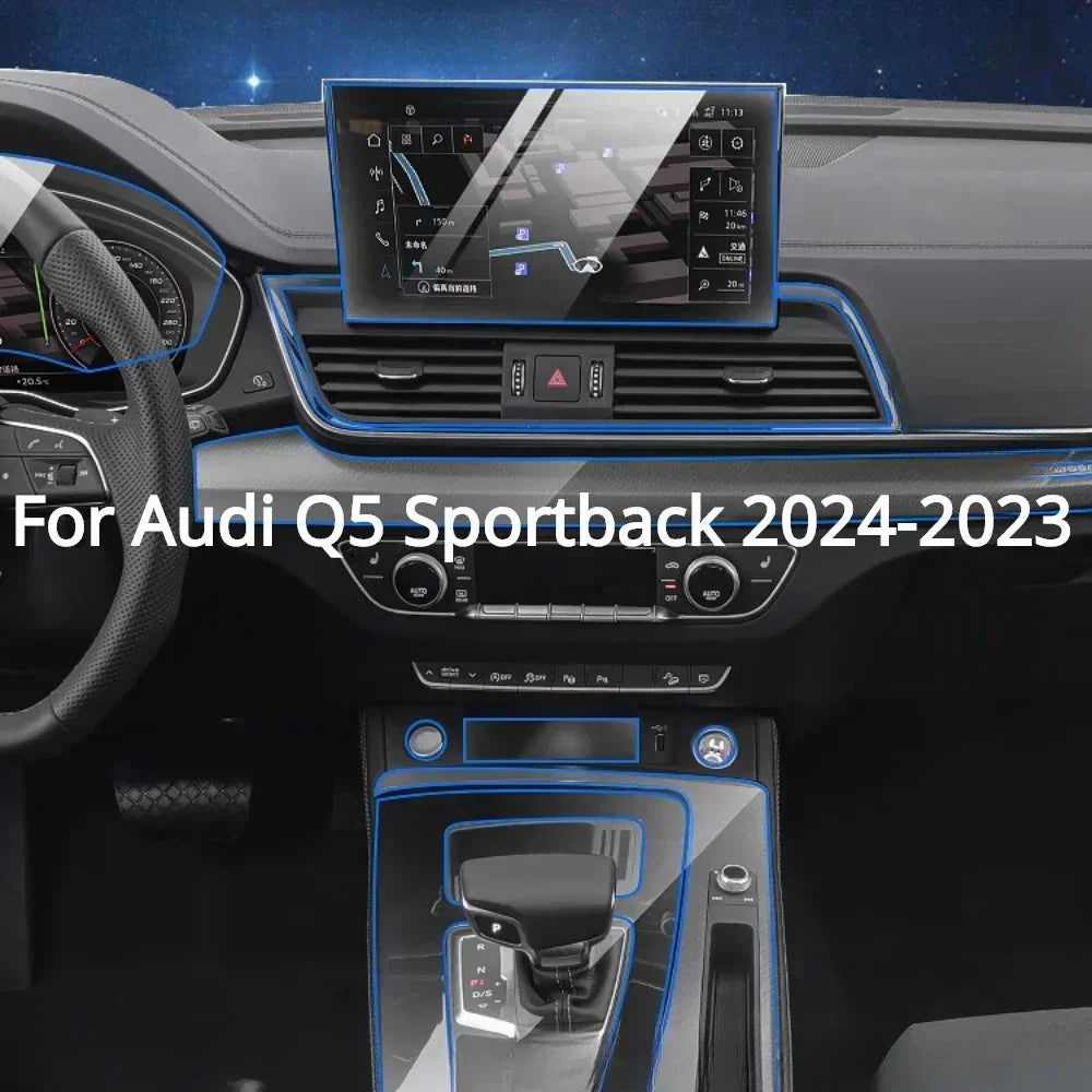For Audi Q5 Sportback 2024 2023 Car interior Accessories film transparent TPU Gear Panel Center Console PPF Protection Sticker