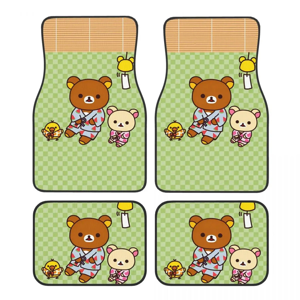 Rilakkuma Car Floor Mats Carpet Set of 4 Anti-Slip Universal Automotive Floor Mat Fit for Mid Trucks