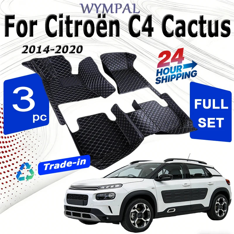 Car Mats Floor For Citroën C4 Cactus 2014~2020 Waterproof Leather Car Mat Fully Set Tapete Automotivo Para Carro Car Accessories