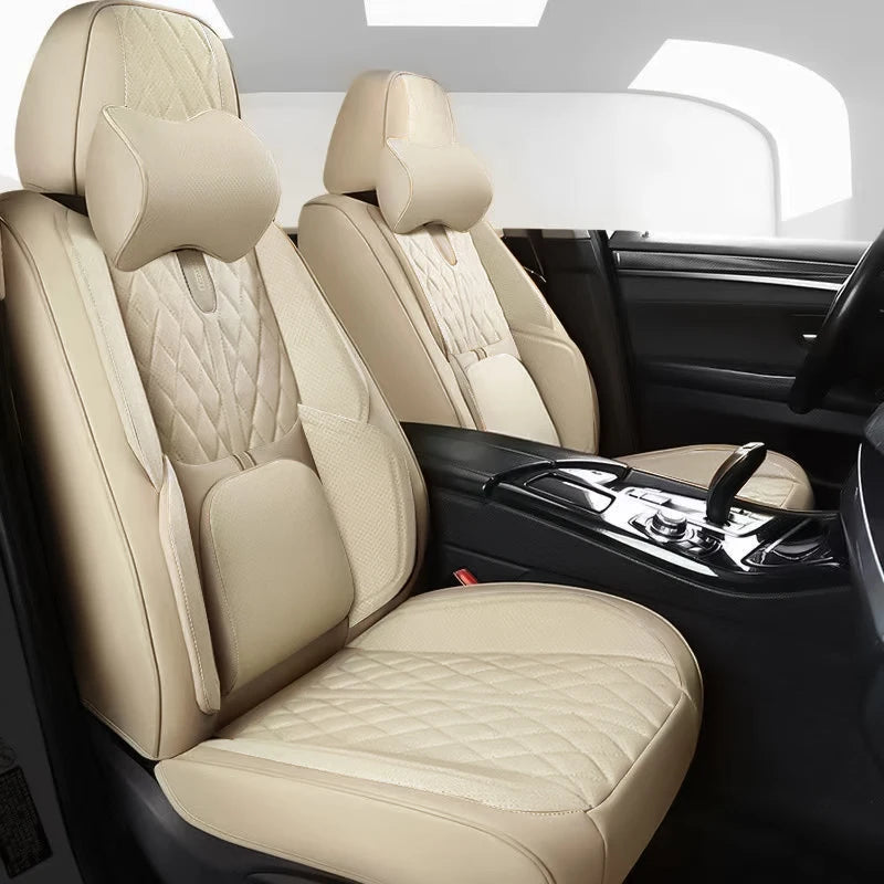Universal Car Seat Covers Full Covered Durable Nappa Leather Seat Cushion for 90% Sedan SUV  Include Front and Rear Cover