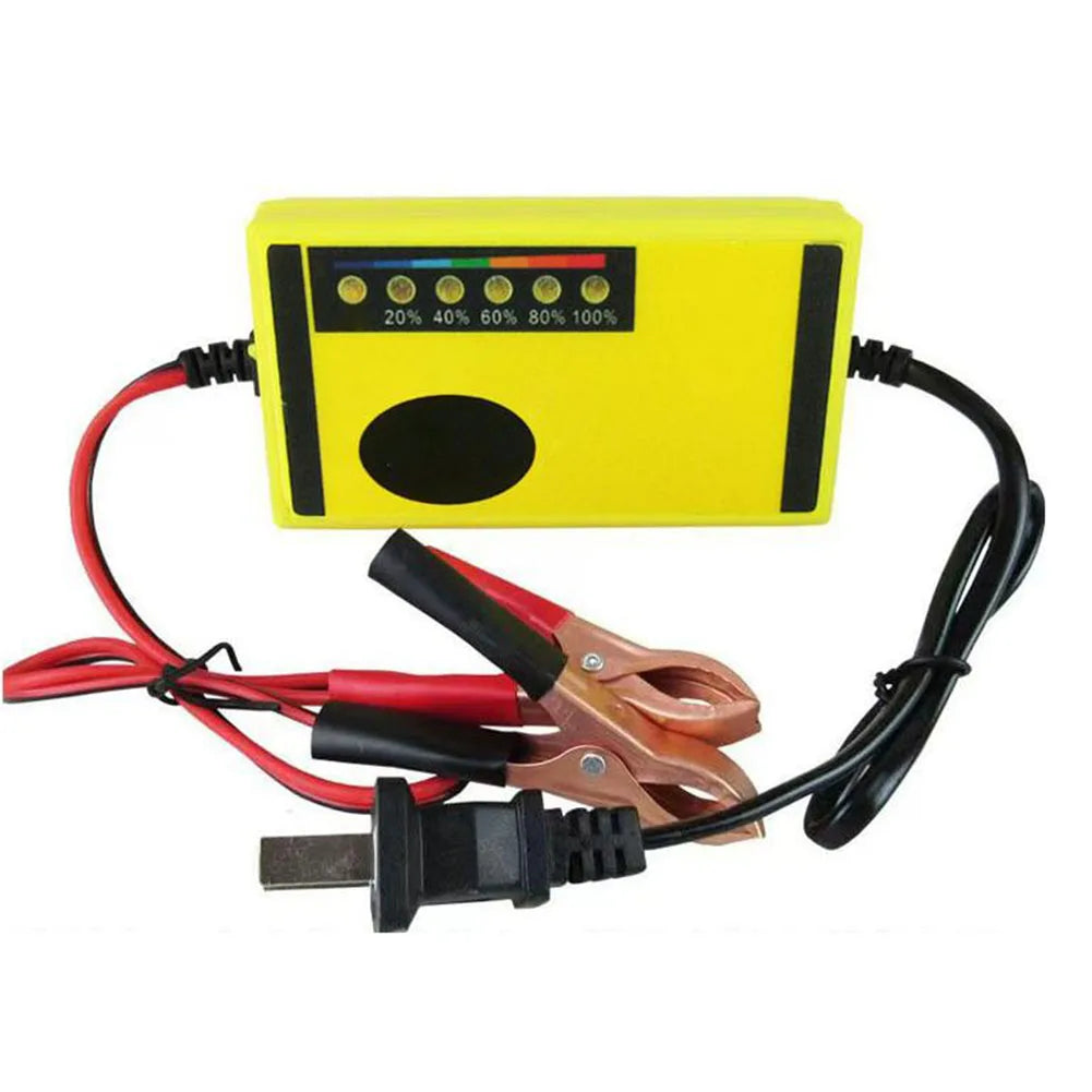 DC 12V / 2A Car Battery Charger Fast Charging Car Motorcycle Battery Charger Acid Battery Charger ABS Yellow
