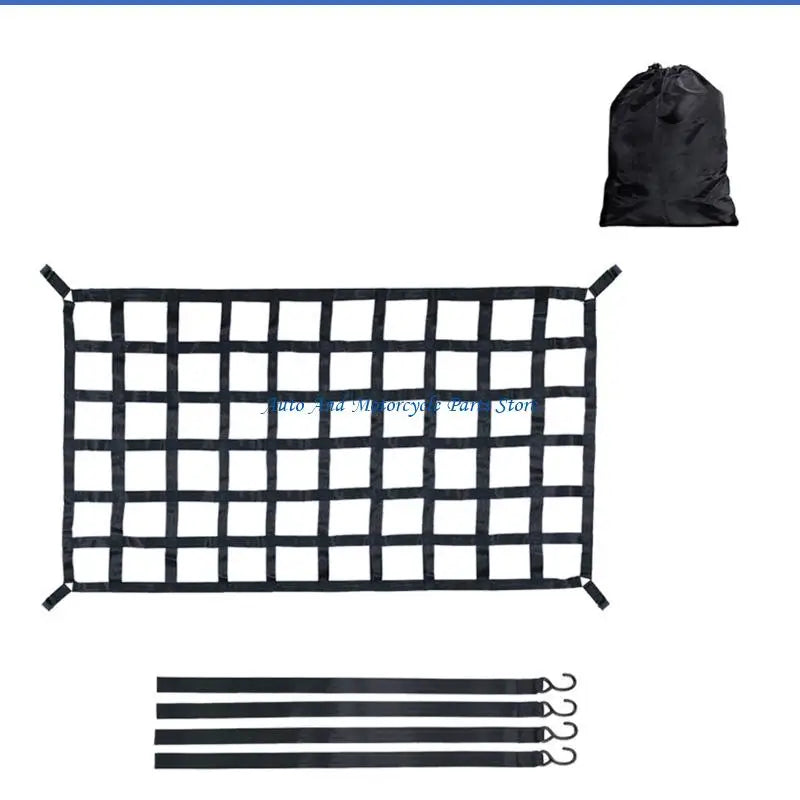 P9FD Truck Bed Cargo Net Tear Resistant S Hook Design For Secure Load Transport
