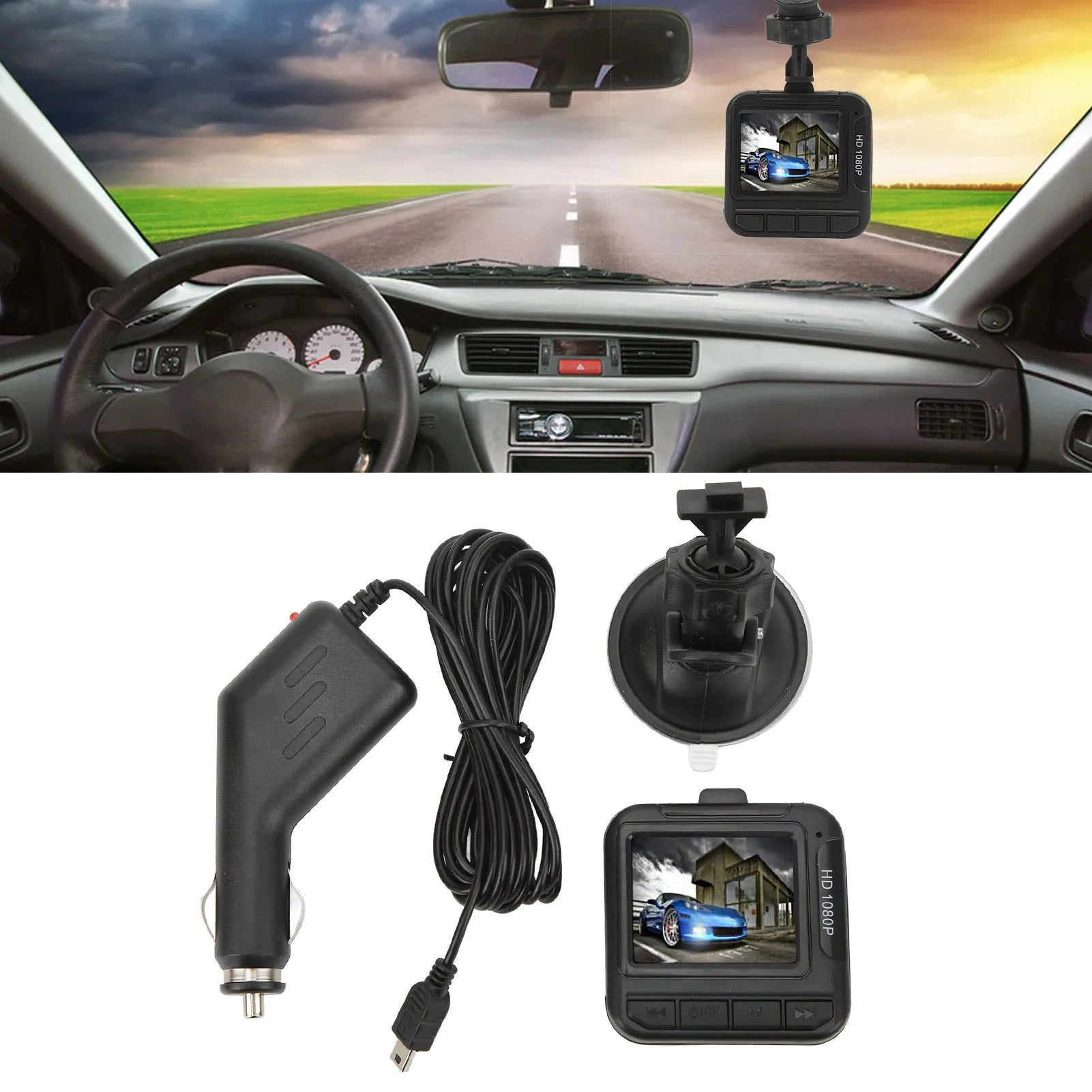 Driving Recorder 1080P HD 1.6in Color Display Screen Loop Recording Dash Cam for Car 1080P Driving Recorder Car Driving Recorder