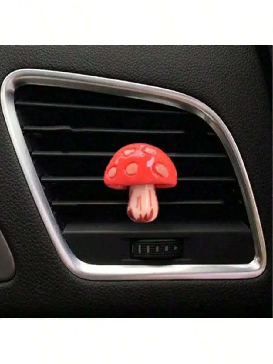 4pcs Car Interior Accessories With Cute Mushroom Decorations On The Air Vents Add Vitality To The Car Interior