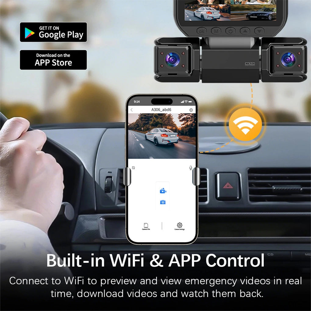 4 Camera 360 Degrees Car DVR 1080P Video Recorder WIFI Dash Cam Front right left Rear View camera 24h Parking Monitor