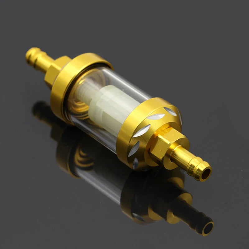 Universal 8mm CNC Aluminum Alloy Glass Gas Fuel Gasoline Oil Filter For Motocross Dirt Pit Bike ATV Buggy Quad Motorcycle Parts
