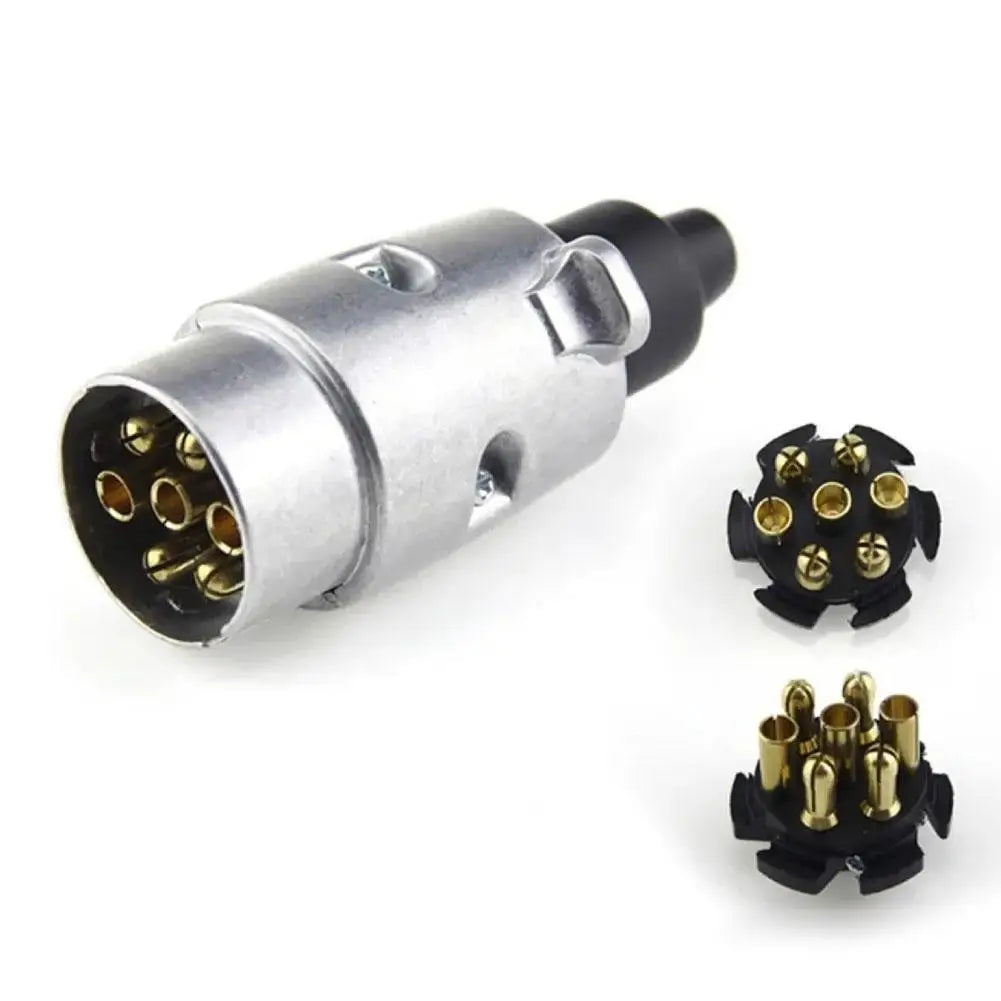 Trailer Truck Towing Electrics 12V Connector Durable 7 Pin Aluminium Alloy Plug  EU Plug Professional Replacement For Truck