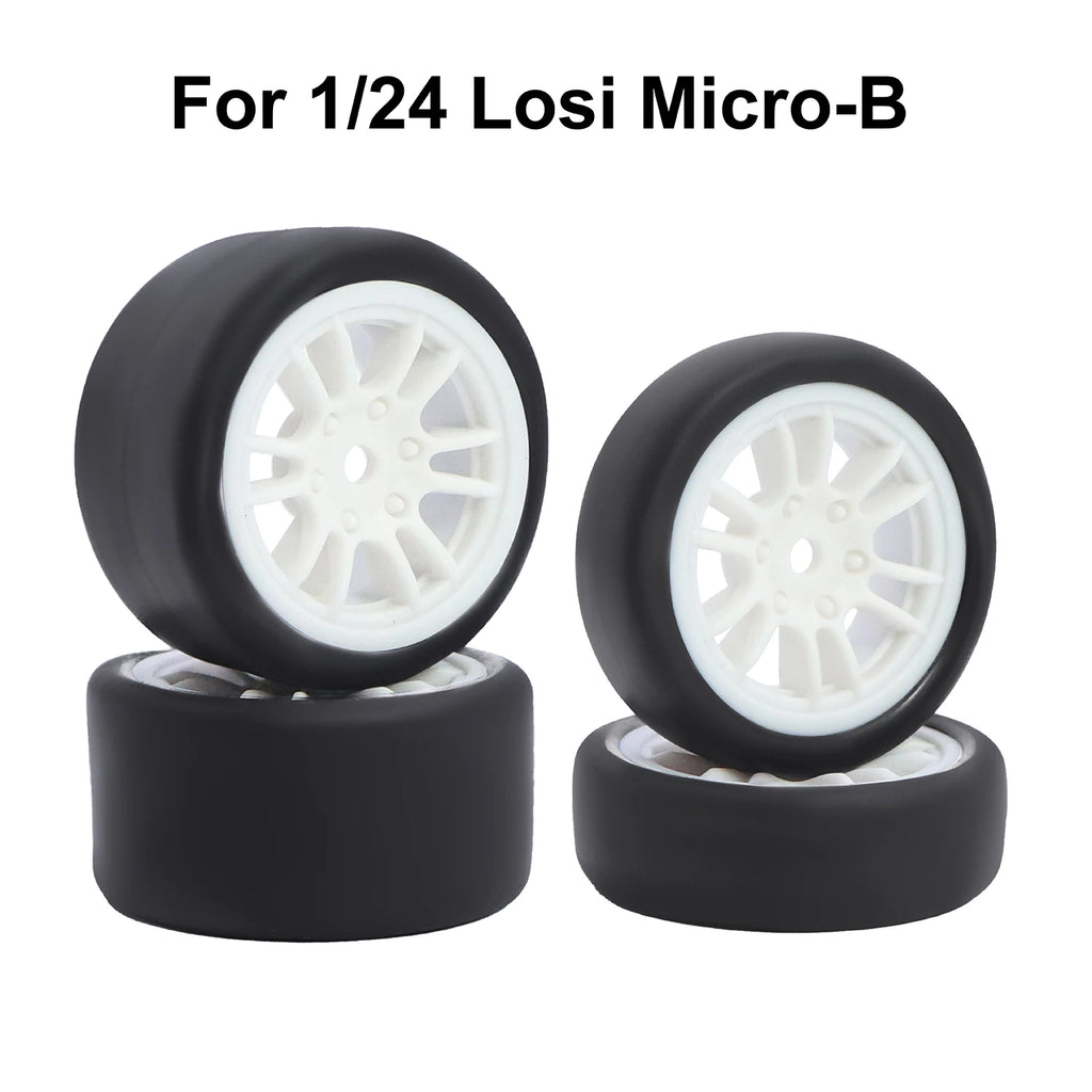 For 1/24 LOSI Micro-B On-Road Drift Racing Wheel Rims Hub with Tires Pre-mounted Pin For 1/28 Losi Micro-T WLtoys 244016