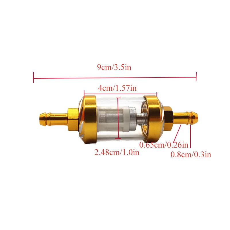 8mm CNC Aluminum Alloy Glass Gas Fuel Gasoline Oil Filter Moto for Dirt Pit Bike 125/140/150/160cc CRF70 90 110 TTR100 110 KLX65