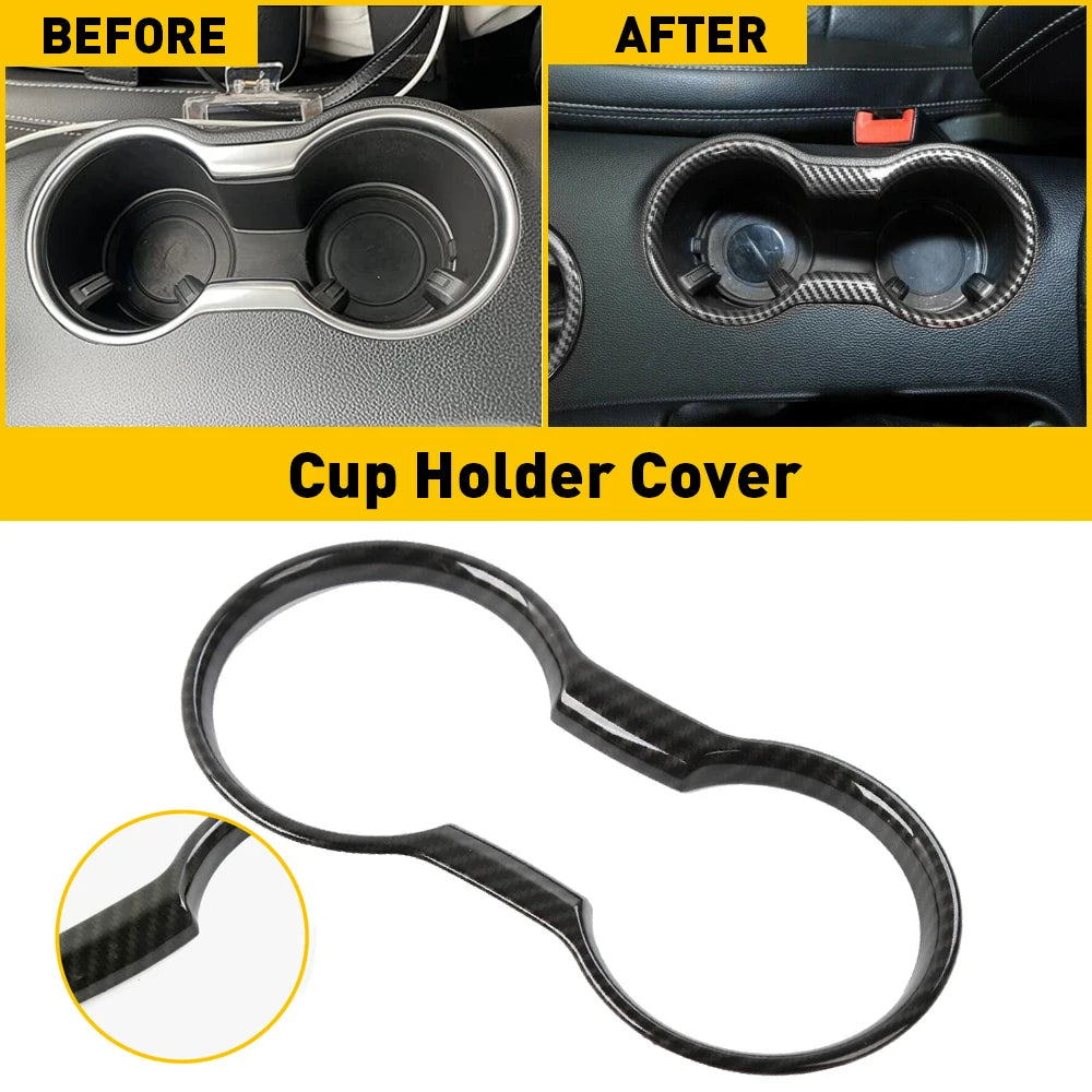 For Ford Mustang 2015 2016 2017 2018-2022 2020 2021 Car Interior Accessories Front Water Cup Holder Decoration Cover Trim Frame
