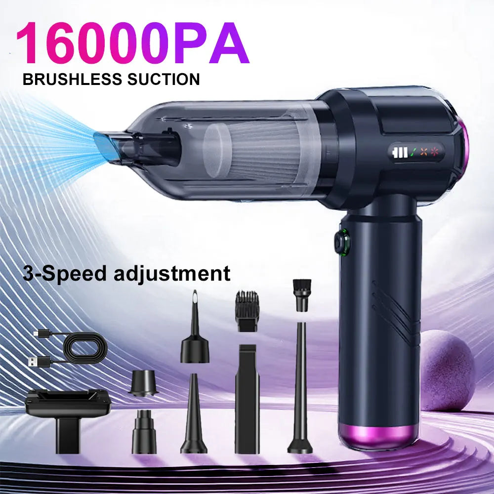Car Vacuum Cleaner 3 Gears adjustable Portable Electric Air Duster Blow Drying Dust Removal Type-C Charging Cleaning Blower Tool