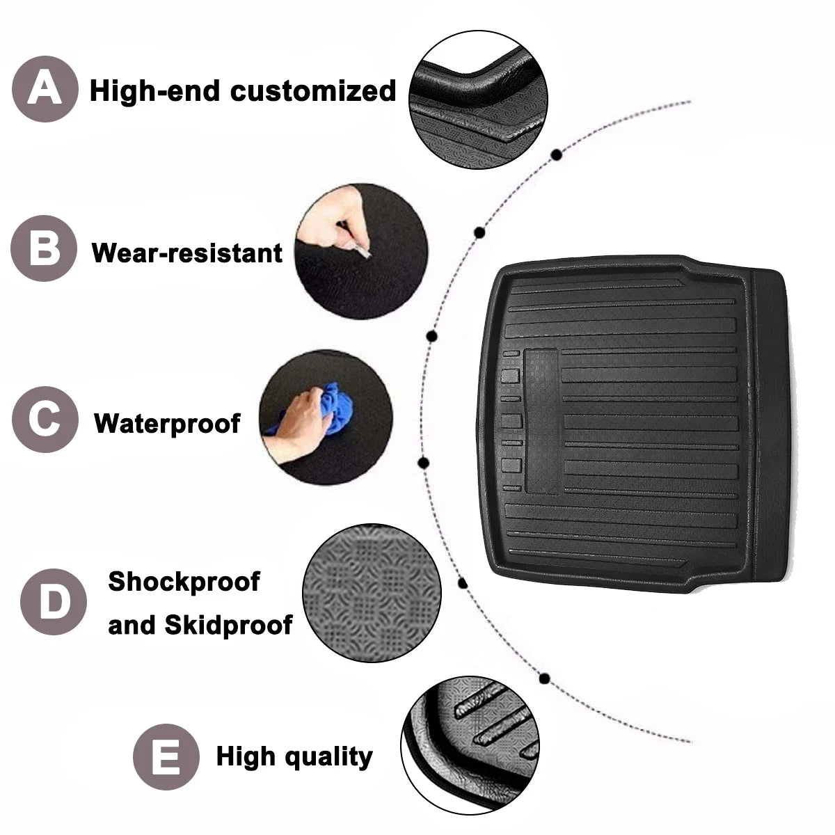 Car Cargo Liner Boot Tray Rear Trunk Cover Matt Mat Floor Carpet Kick Pad For Volkswagen For VW Tiguan MK2 2017 2018 2019