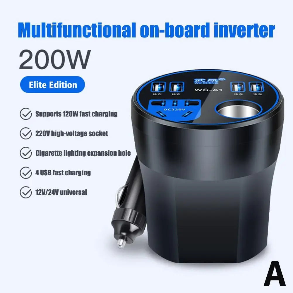 Car Power Inverter 12V/24V TO 220V Converter Type-C Socket Charger Car Converter Power 3.1A Charger Multi-function A6Q1