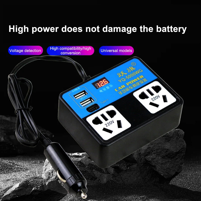 Car Inverter Converter 12V 24V DC USB Charger Wear-Resistant Material Fast Charging Easy Install for Vehicle