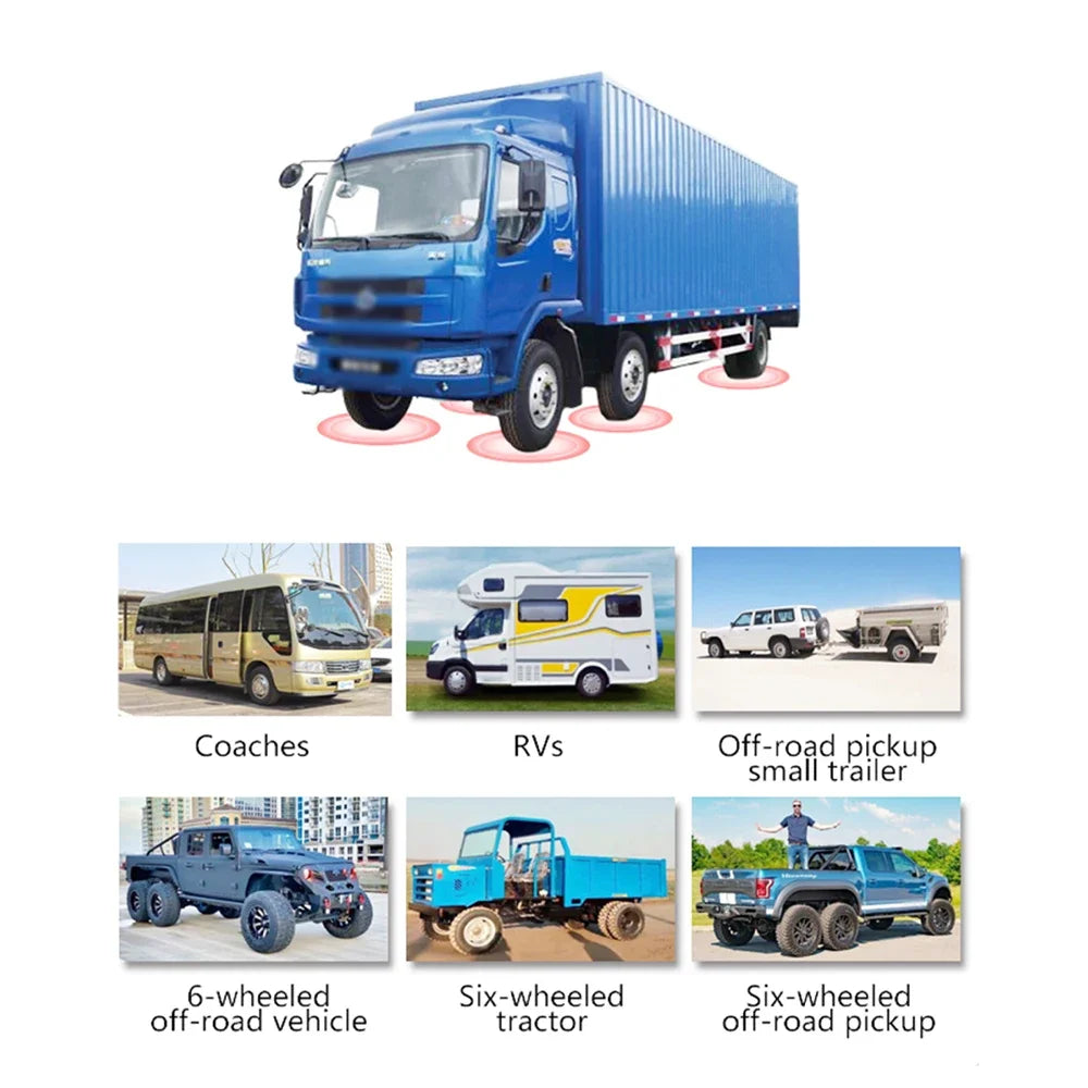 Temperature Warning Tire Pressure Monitoring System Solar TPMS With 6 External Sensors Car Tyre Pressure Monitor for   Truck RV