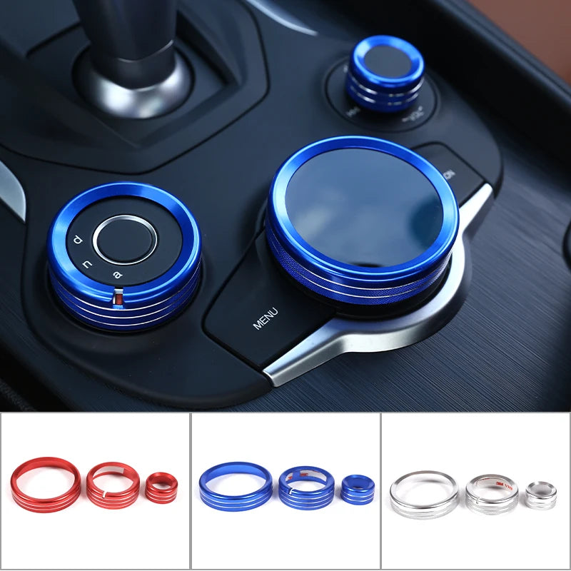For Alfa Romeo Giulia Stelvio 2017-2020Car Center Console Multimedia Knob Switch Ring Decoration Cover Trim Interior Accessories