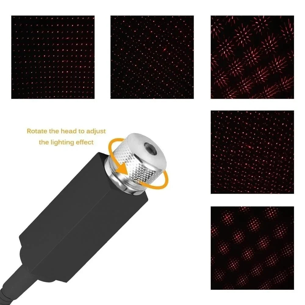 LED Car Roof Light Star Projector Interior Ambient Atmosphere Galaxy Lamp USB Decoration Light for Car Home Party Night Light