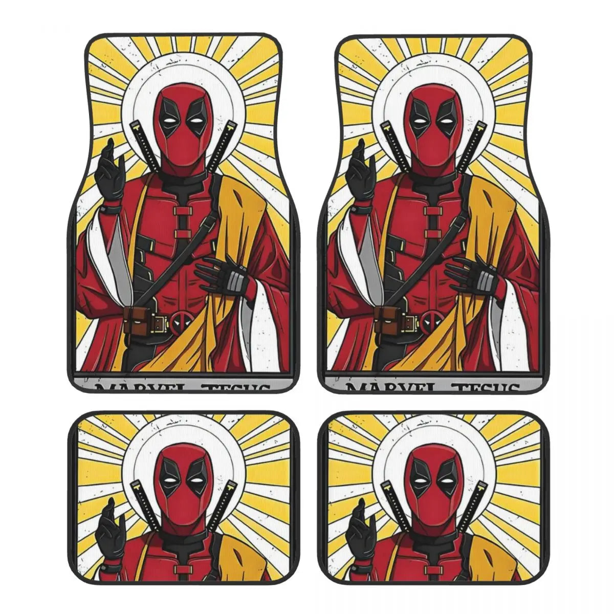 Deadpool Superhero Comics Car Floor Mats Carpet Set of 4 Anti-Slip Universal Automotive Floor Mat Fit for Vans SUV