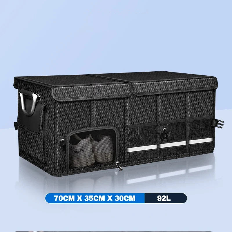 Large Capacity Waterproof Oxford Car Trunk Organizer - Foldable Storage Bag with Handles for Fishing & Camping Gear