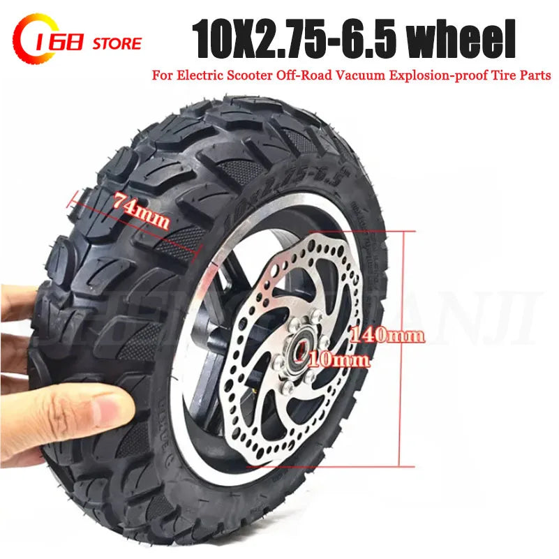 10 Inch 10x2.75-6.5 Wheel+disc brake disc for Electric Scooter Off-Road Vacuum Explosion-proof Tire Parts