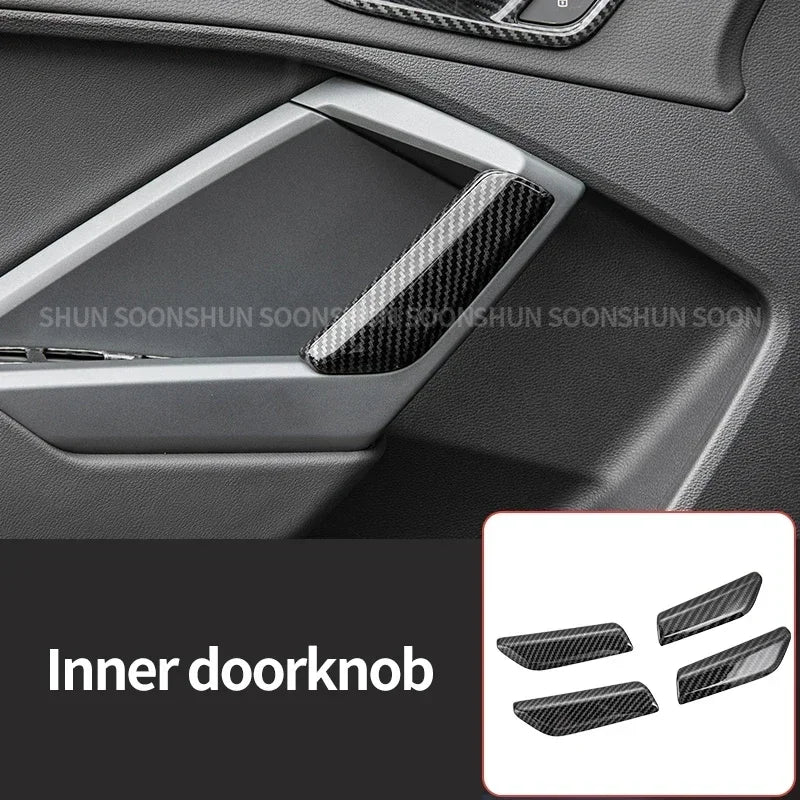 Car Interior for Audi Q3 F3 2019 2020 2021 2022 2023 Carbon Fiber Pattern Center Console Panel Decoration Accessories