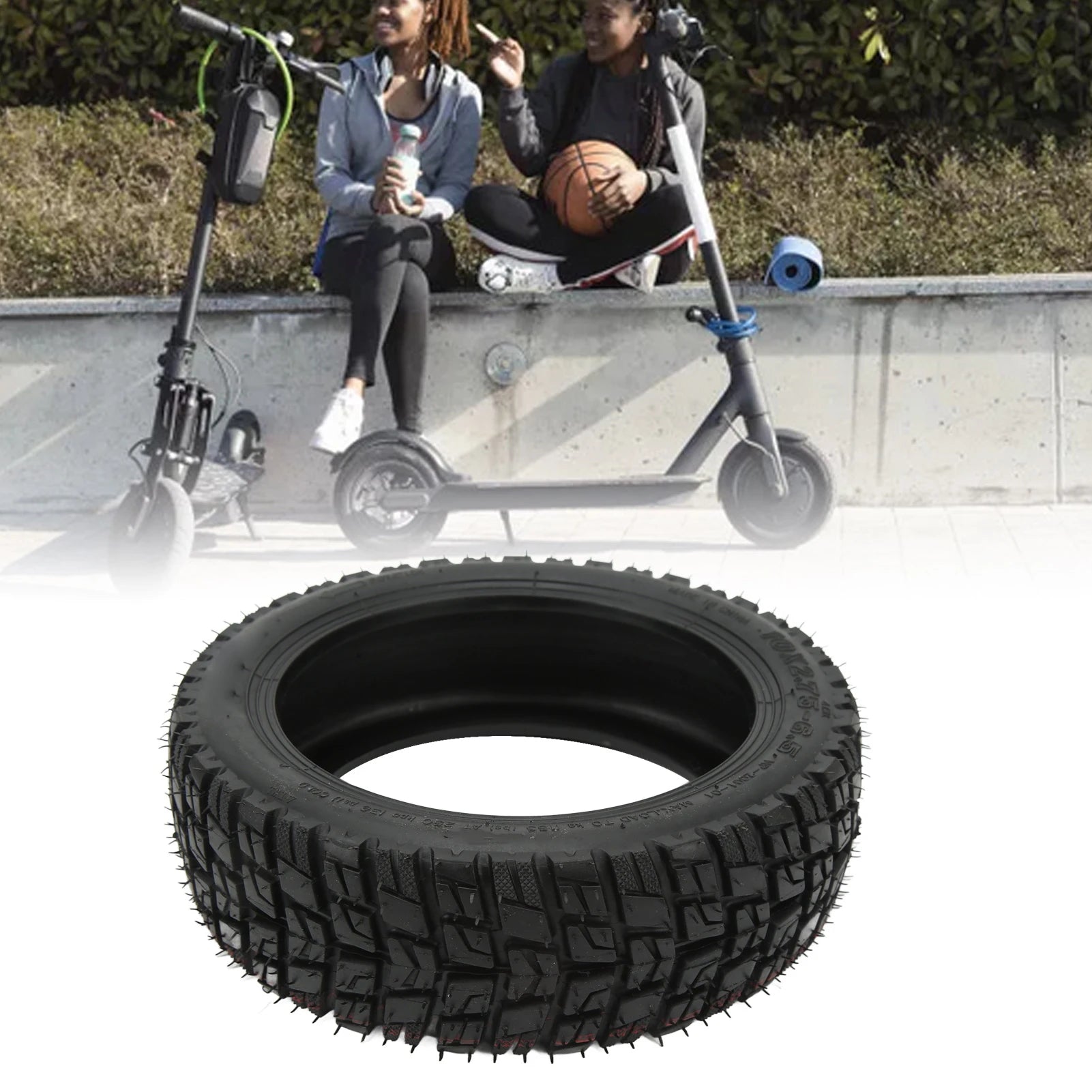 10x2.75‑6.5 Tubeless Tire 10 Inch Electric Scooter Tubeless Tyre Strong Shock Absorption Thickened Elasticity for Safe Cycling
