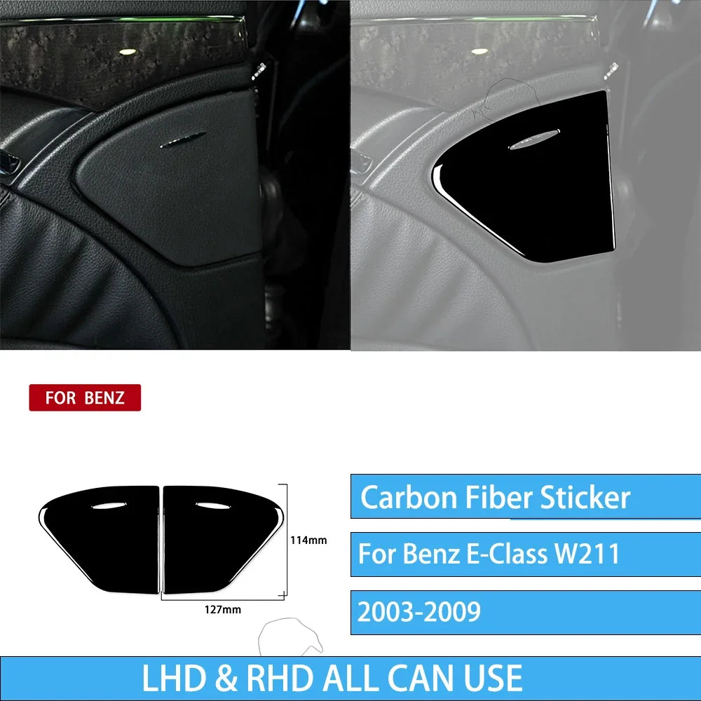 For Mercedes W211 E Class Accessories Interior 2003-2009 Co-pilot Storage  Speedometer Headlight Dashboard Stickers Piano Black